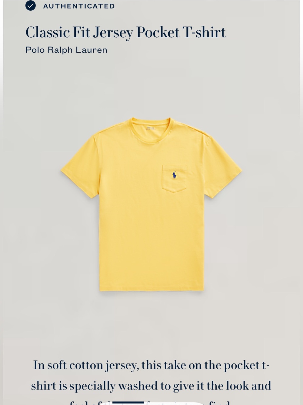 Polo by Ralph Lauren Men's Bright Yellow Pocket Tee with Navy Pony Small